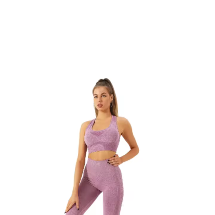 NR HERMANO ESPAÑOL Conjunto de Moda para Mujeres Melocotón Cadera 2 Piezas Sin Costuras Pantalones de Yoga a Lunares - 1