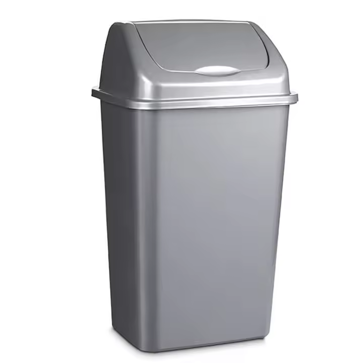 CABLEPELADO Papelera plastico basculante, Cubo basura basculante, Basura plástico tapa basculante, 40 cm altura x 20 cm ancho x 15 cm fondo, PP5 Plástico resistente, Capacidad 9 Litros, Gris - 1