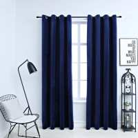vidaXL Cortinas Opacas con Anillas 2 Piezas Terciopelo 140x245cm Color Azul oscuro,  Rosa antiguo,  Antracita y mas - details 0