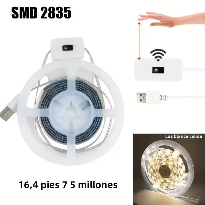 Tira De Luz LED Blanco 5V USB Con Interruptor Manual Control Remoto Adhesivo Doble Cara Para TV Cocina Armario - 1