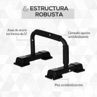HOMCOM Mangos para Flexiones Juego de 2 Mangos para Flexiones Antideslizantes Barras para Flexiones Parallettes Flexiones para Entrenamiento Muscular y Entrenamiento de Fuerza Acero - details 4