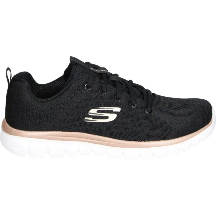 SKECHERS | Deportivas Skechers Graceful Get Connected para Mujer – Zapatilla Casual en Color Negro – Sneakers con Cierre de Cordones – Estilo Casual – Cómodas y Versátiles - Modelo 12615-BKGD - 1