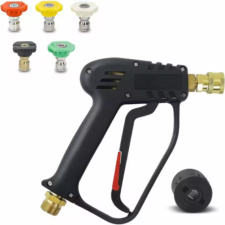 Pistola de lavado a presión, 4000 PSI, interfaz M22 (14 mm) e interfaz rápida Karcher con 5 puntas de boquilla de agua para lavado de autos - 1