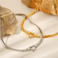 Collar De Cadena Cubana De Acero Inoxidable 316L Para Mujer Con Corazón Hueco Cadena Serpiente Plana Joyería De Moda Clavícula Hipóalergénica - details 5