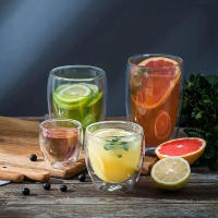 6PCS Taza De Café De Vidrio Borosilicato De Doble Capa De 80ml Insulada Para Leche Y Té Uso Doméstico Y Restaurante Regalo - details 4