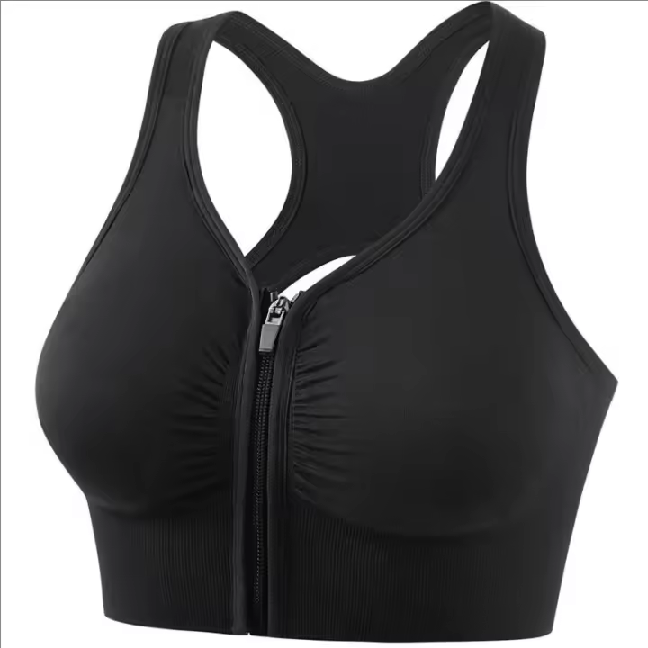 Sujetador Deportivo Para Mujer Con Diseño De Cremallera Frontal Top De Fitness Chaleco Deportivo Moda Bra De Yoga Gimnasio - 1