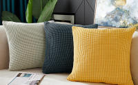 Funda De Cojín Cuadrada De Corduroy Suave Color Sólido Con Diseño De Granos De Maíz Decorativa Para Cama Funda De Almohada - details 0