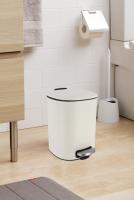 Baños Boutique Papelera de Metal con Tapa de Bambu con caida armortiguada , 5L color blanco - details 0