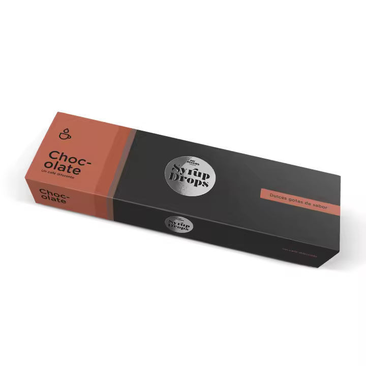 Syrup Drops Chocolate gotas de sabor - Saborizante para endulzar cafés, postres, batidos y mucho más. Estuche de 24 sobres monodosis (8ml) de sirope con sabor a Chocolate - 1