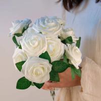 25Pc Rosas Artificiales Blancas Para Decoración De Boda Y Fiesta Flores Falsas Con Tallo Para Arreglo De Novia Y Decoración De Hogar Y Jardín - details 0