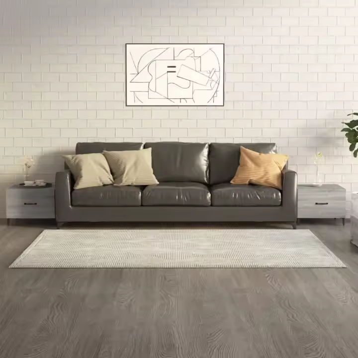 vidaXL Mesas de centro con patas metal 2 uds gris sonoma 50x50x40 cm - 1