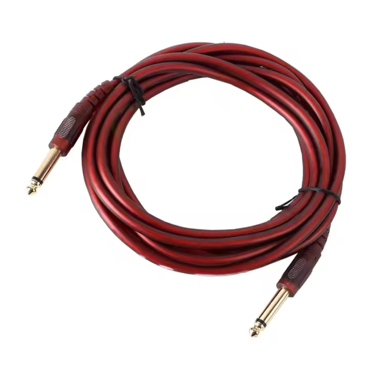 Cable De Audio TRS 1/4'' 6.35mm 10ft/3m Para Guitarra Eléctrica Bajo Y Altavoces Cordón De Instrumento AMP Rojo Y Recto - 1