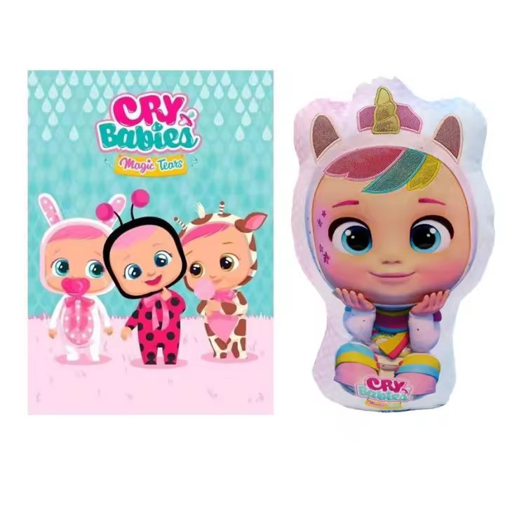 CRY BEBE LLORONES MANTA POLAR 100*1440CM CON PELUCHE COJIN 3D 30CM - 1