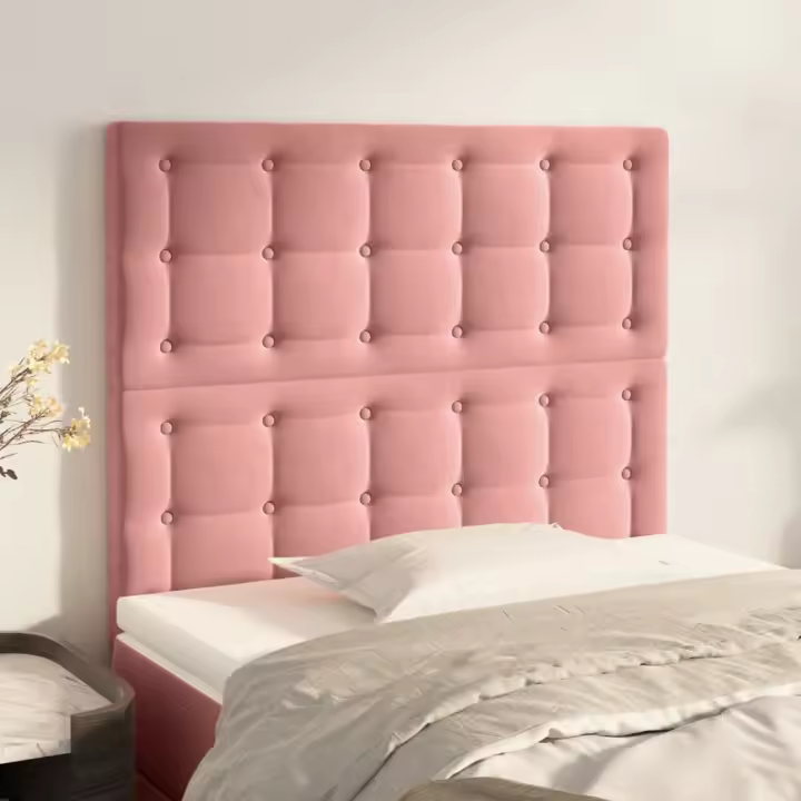 vidaXL Cabeceros 2 unidades de terciopelo rosa 80x5x78/88 cm - 1
