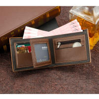 Cartera De Cuero Para Hombre Corta Con Gran Capacidad Y Frota Large Multi-Slot Moneda Bolsillo Foto Cartera Pequeña Vintage Para Hombres - details 7