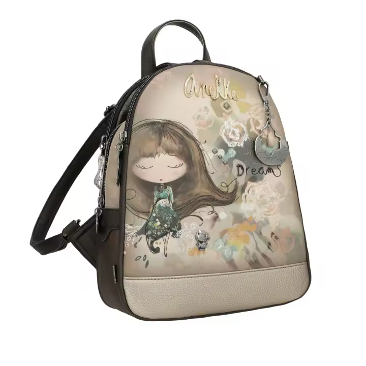 Mochila triple Anekke Real - Tres compartimentos independientes con cierre de cremallera - Bolsillo exterior trasero - Asas regulables - Ref. 41705-044 - Mide 24 x 30 x 12 cm - 1