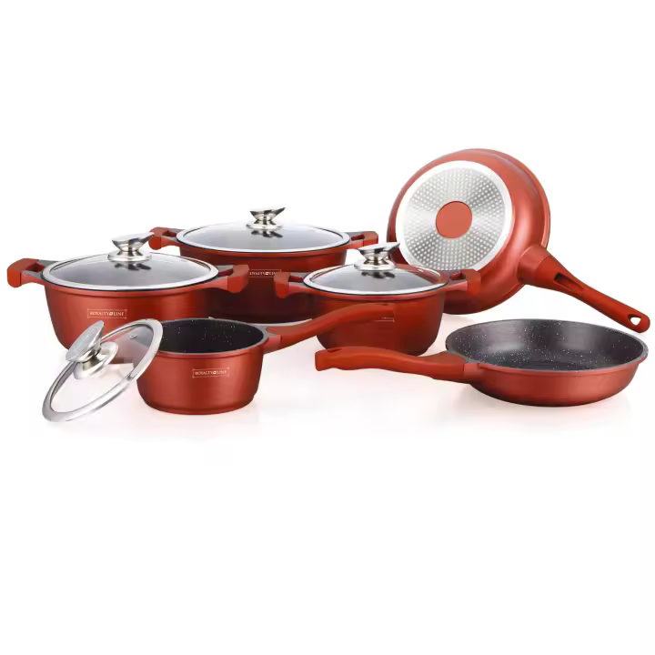 Batería de cocina 10 piezas con revestimiento de piedra , Teflón RL-BS1010M Burdeos - 1