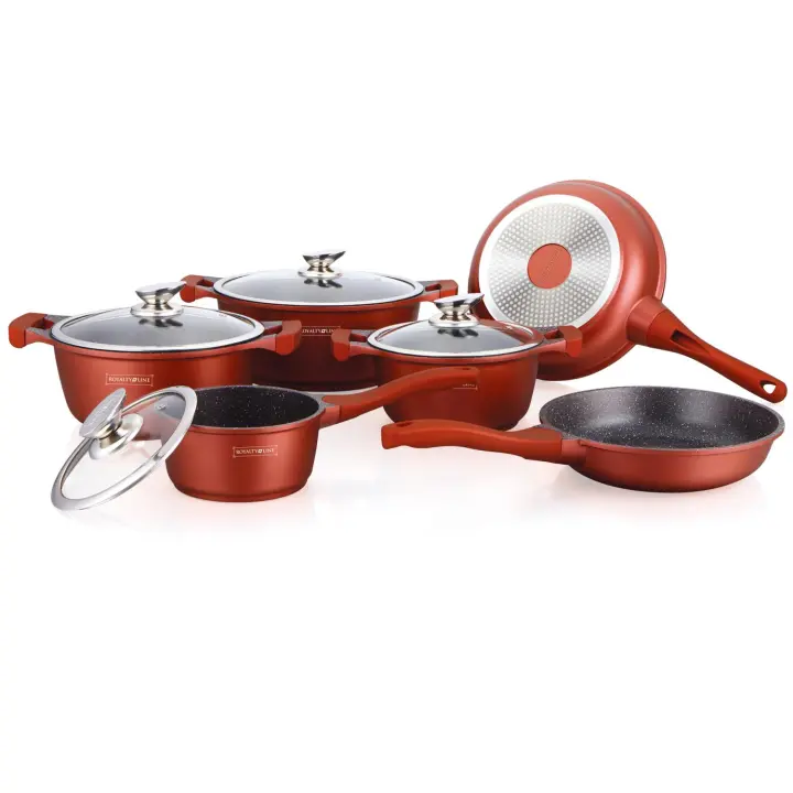 Batería de cocina 10 piezas con revestimiento de piedra , Teflón RL-BS1010M Burdeos - 1
