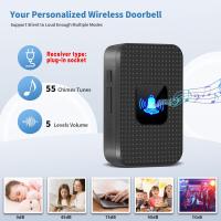 Timbre inalámbrico para Exterior, resistant to Agua IP55, alance de 300 m, 55 melodías, 5 niveles de Volumen, Luz LED Azul (ideal para Emergencias en casa o en la Oficina), color Negro. - details 1