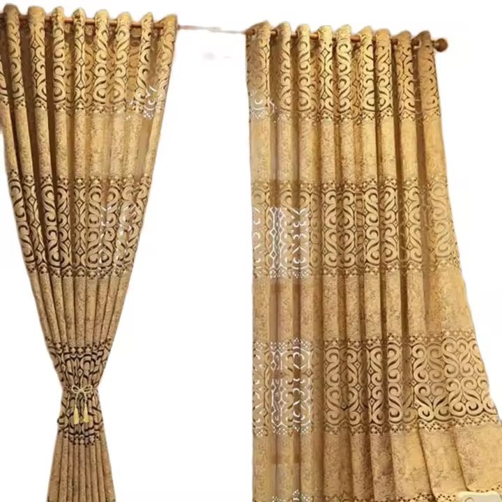 Cortinas De Khaki Con Agujeros Perforados Y Caracteres Vacíos Para Decorar Sala De Estar Y Dormitorio Material 100% Poliéster - 1