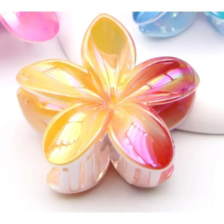 J.S ONDO Pinzas para el pelo con gradiente acrílico colorido para mujer, estilo bohemio, flor de lirio, garra para el pelo dulce y fresca, accesorios para la cabeza, regalos,PINZA DE FLOR - 1