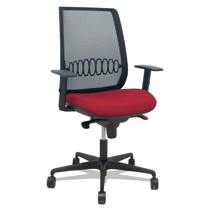 Silla Alares sincro malla negra bali granate brazo regulable - 1