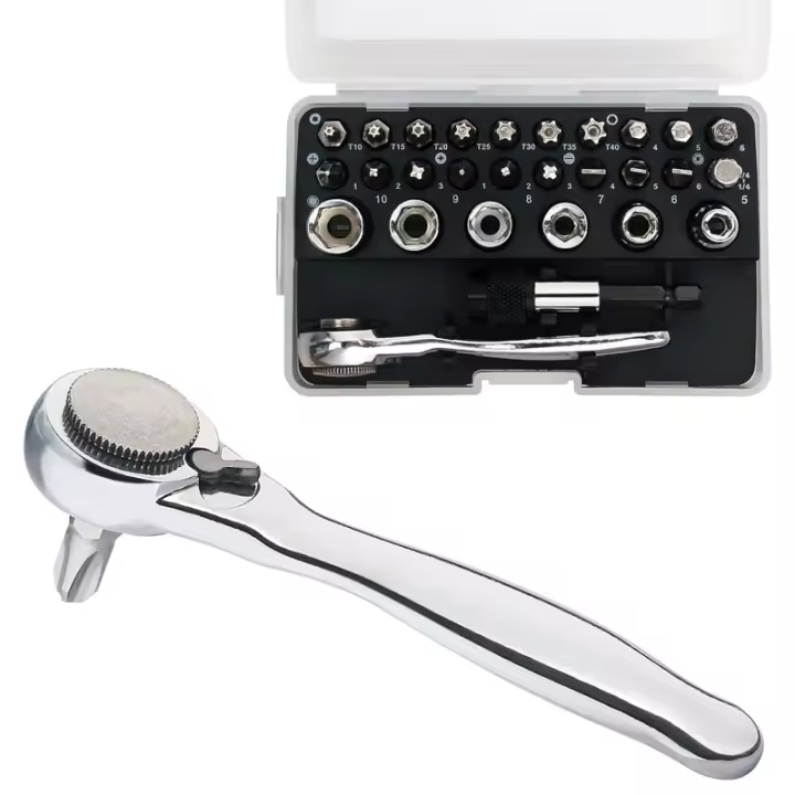 Juego De Llaves De Eje Ratchete Mini 28/32 En 1 Con Ángulo Y Torx Magnético Para Espacios Estrechos Mango De Destornillador De 1/4 Pulgada Dientes 72 - 1