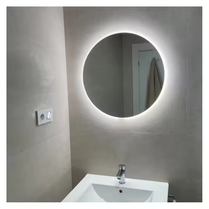 APLIKE BATHROOM LIGHTING - Modelo Palma D600 | Espejo Baño Redondo con Luz LED Neutra (4000K) - 60 x 60 cm o 90 x 90 cm - Espejo Pared - Fácil Instalación - 1
