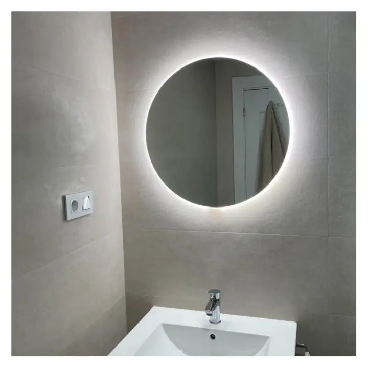 APLIKE BATHROOM LIGHTING - Modelo Palma D600 | Espejo Baño Redondo con Luz LED Neutra (4000K) - 60 x 60 cm o 90 x 90 cm - Espejo Pared - Fácil Instalación - 1