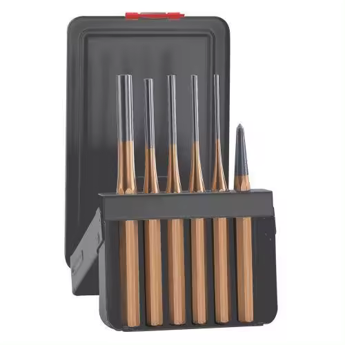 Juego de 5 botadores cilíndricos de 150 mm + 1 granete de 120 mm serie dorada - 1
