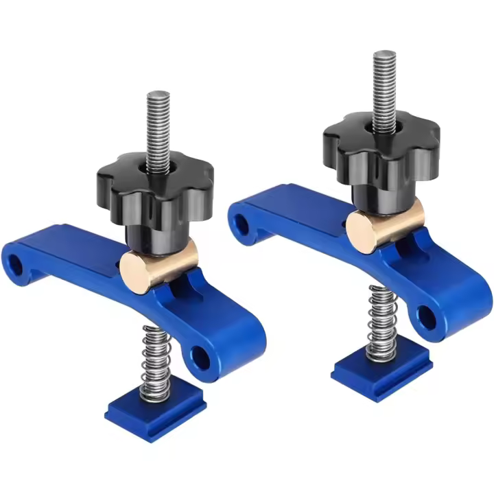 Abrazaderas de ranura, juego de tuercas de riel azul, abrazadera de riel de aleación de aluminio, herramientas para trabajar la madera, abrazaderas de ranura para trabajar la madera, para trabajar la madera con riel (2) - 1