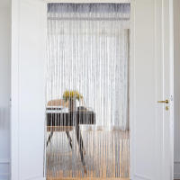 Cortina Decorativa De Puerta 100cm X 200cm Divisor De Habitación Para Bodas Coffee House Restaurante Trenzado De Hilo Plateado Y Poliéster Alta Calidad - details 9