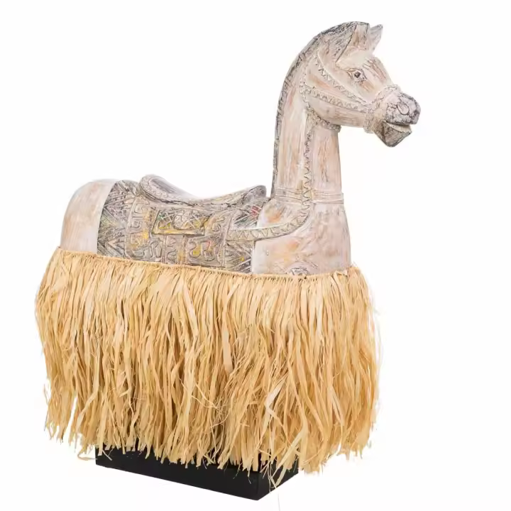WANDERLUST DECO Figura Caballo Beige 44x17x58h Cm - Decoración Elegante - 1