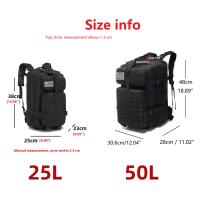 Mochila Táctica De Pesca Y Caza 25L/50L 1000D Nylon Impermeable Para Senderismo Y Camping Bolsa De Excursión Exterior Unisex - details 1