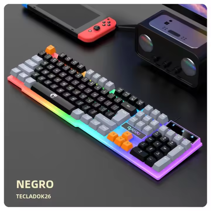 RAIKU T26 Teclado Y Ratón Gaming Con Iluminación De Tres Niveles Mecanismo De Teclas Toque Wired Para Desktop Laptop Tablet - 1