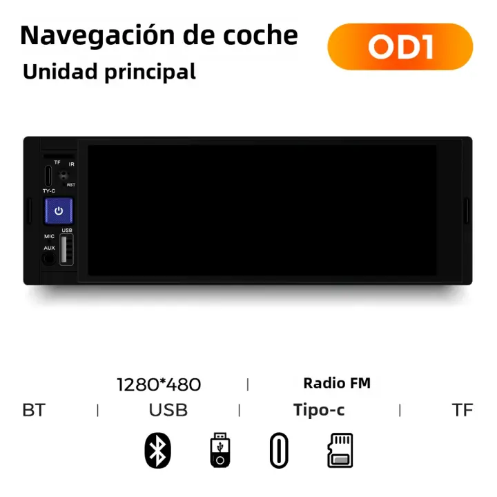 Navifly-Radio portátil de 6,86 pulgadas para Coche, inalámbrico dispositivo con Cable, Carplay, Android, BT, SD/TF, FM, USB, Type C, ajustado para motores Generales - 1