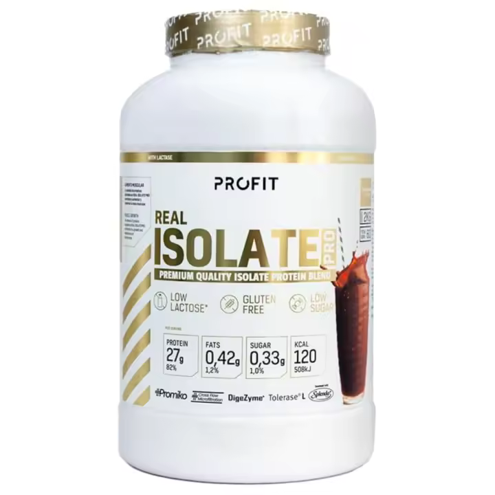 PROFIT - Real IsolatePRO - Aislado de proteína de suero - 2Kg -  Sabor a elegir - Patente Promiko - Alto en BCAA, glutamina y aminoácidos. Con enzimas digestivas - 1