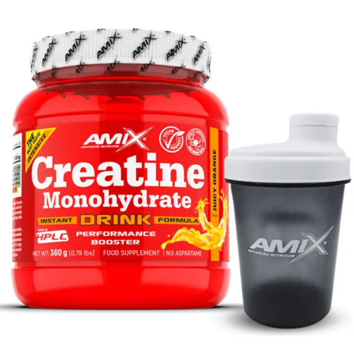 AMIX - CREATINA MONOHIDRATO - SABOR NARANJA - 360 GR + REGALO - Mejora Rendimiento Físico - Libre de Impurezas - 1