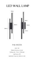 Lámpara De Pared Moderna LED Nordic 12W Negra Con Sombrilla De Acrílico Iluminación Dual Interior Para Cocina Dormitorio Estudio Baño - details 1