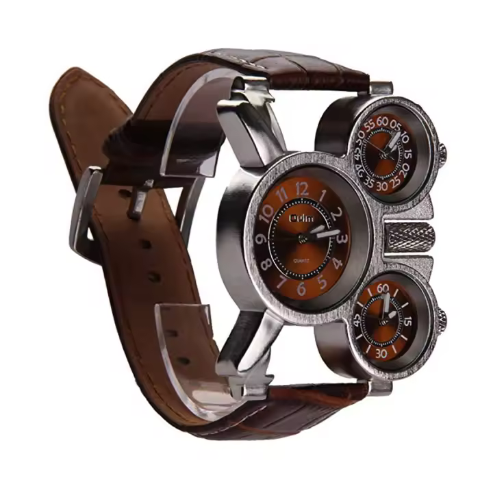 Reloj de hombre, estilo steampunk, esfera de cuarzo de tres movimientos. - 1