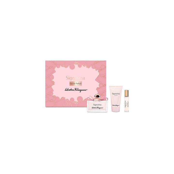 SALVATORE FERRAGAMO Signorina Eau de Parfum Set para Mujer 100 ml + Mini 10 ml + Body Lotion 50 ml