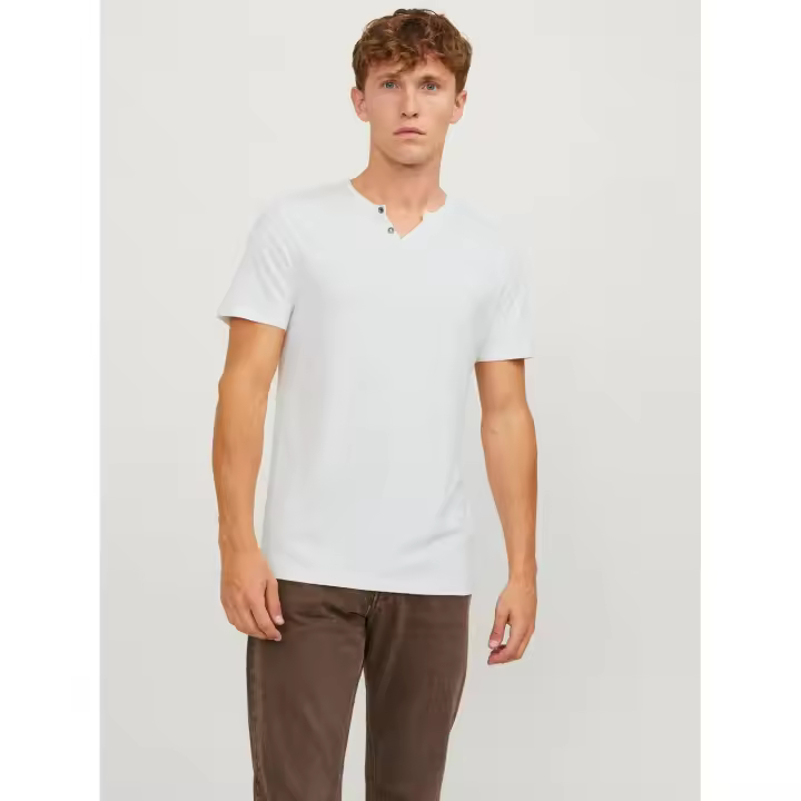 Camiseta con botones hombre Jack & Jones 12164972 manga corta color blanco roto - 1
