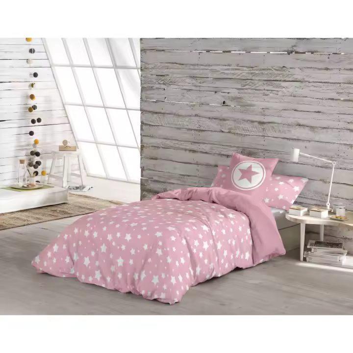 FUNDA NÓRDICA INFANTIL 100% ALGODÓN REVERSIBLE IVETT A PINK COOL KIDS FABRICADO EN ESPAÑA - 1