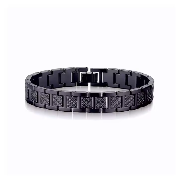 Pulsera de Maple inoxidable with Diseño de Cocodrilo, de Titanium, color Dorado y Negro, ideal Como Gift para hombre. - 1