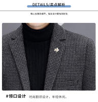 Chaqueta De Moda Para Hombres Estilo Coreano Ajustada Y Elegante Para Otoño Invierno Cierre Simple Traje Casual Grueso - details 17