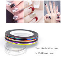 10 Rolls De Cinta Adhesiva Para Arte De Uñas Estilo Rayado Adhesivos Para Diseño De Uñas PVC Assorted Colors 20m Cada Roll - details 3