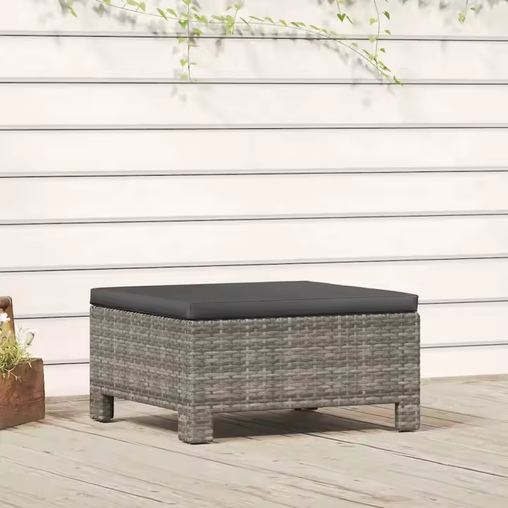 vidaXL Sofá/Sillón/ Reposapiés de jardín con cojín ratán sintético gris en modelo middle/sillón/2x centrales y más | acolchados duraderos para sofás de jardín terraza exterior - 1