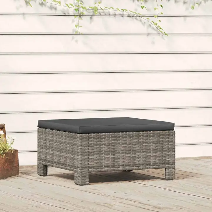 vidaXL Sofá/Sillón/ Reposapiés de jardín con cojín ratán sintético gris en modelo middle/sillón/2x centrales y más | acolchados duraderos para sofás de jardín terraza exterior - 1