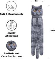 Divertidos Gatos Toalla de Mano-Decoración Gato Toalla Colgantes para Baño Trapos de Cocina-Animal Absorbente suave Toallas-regalos Graciosos Para Originales Mujer Amantes de Los Gatos-Corto Azul - details 0