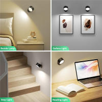 Lámpara De Pared LED Con 3 Niveles De Brillo Y 3 Modos De Color Luz De Pared Batería Operada 360° Giratoria Control Táctil - details 9